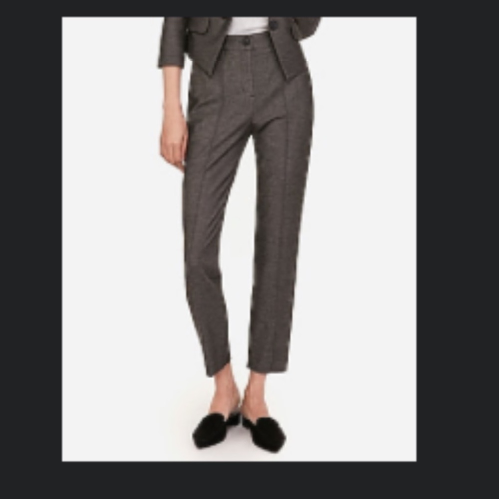 Express Women's 8 Pants Express Women’s Grey/Brown Seamed Pintuck Ankle Pants